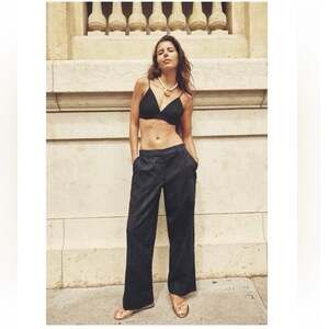 Zara Navy Blue Eyelet Boho Pants size XS Festival Cottagecore
